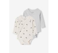 VERTBAUDET Lot 2 bodies bébé manches longues en coton bio bleu ciel 12M(74CM)