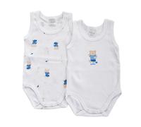 Lot 2 Body Bébé Sans Manches Ours Bleu Clair - 1 Mois
