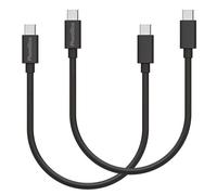 Lot 2 Cables 20cm USB-C USB-C Noir pour Realme X2 / X2 Pro / X3 SuperZoom / XT / X50 Pro 5G Phonillico®