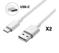 Lot 2 Cables USB-C Chargeur Blanc [Compatible Huawei P30 - P30 PRO - P30 LITE] Cable Type USB-C Mesure 1 Metre [Phonillico®]
