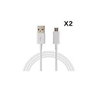 Lot 2 Cables Usb Chargeur Blanc Pour Asus Zenfone 3 Max Plus Zc553kl - Cable Universel Port Micro Usb Data Chargeur Synchronisation Transfert Donnees