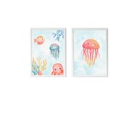 Lot 2 Cadres Muraux Enfant Méduse Et Océan Multi Coloured TU