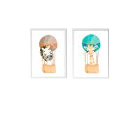 Lot 2 Cadres Muraux Enfant Zèbre + Girafe Multi Coloured TU