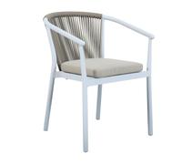 Axi Suvi Chaises De Jardin, 2 Chaises Blanches, Coussins En Polyester Kaki, Dossier Corde D'oléfine 2 Chaises De Jardin En Aluminium Chaises Exterieur, 57 X 41-61 X 78 Cm