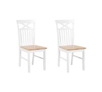 Lot 2 Chaises Blanches en Bois Naturel de Qualité Design Simple et Universel pour Chaque Salle à Manger ou Cuisine Contemporaine Beliani