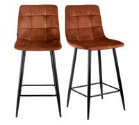 Lot 2 chaises de bar avec assise H.75 cm en velours ocre - NAMI 2 Meubletmoi