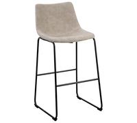 Lot 2 Chaises de Bar Tabourets en Tissu Beige avec Pieds Noirs et Dossier Rembourré Design Rétro Moderne pour Cuisine ou Salle à Manger Beliani