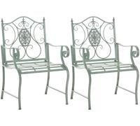 Lot 2 Chaises De Jardin Avec Accoudoirs En Métal Vert Antique Vert