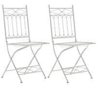 Lot 2 Chaises De Jardin Pliables En Métal Blanc Antique Blanc
