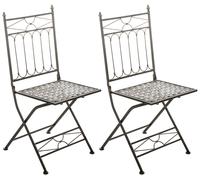 Lot 2 Chaises De Jardin Pliables En Métal Bronze Marron