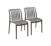tectake® Lot de 2 Chaise de Jardin Fauteuil Salon extérieur Empilable Résistant aux intempéries Max. 120 kg Légères Salon de Jardin Exterieur Meuble pour Amenagement Balcon Terrasse - Anthracite