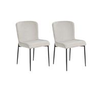 Lot 2 Chaises de Repas en Tissu Texture Tricotée Gris et Noir Ada