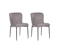 Lot 2 Chaises de Repas en Tissu Texture Tricotée Gris Foncé et Pieds en Métal No