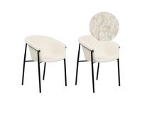 Lot 2 Chaises de Salle à Manger au Design Moderne en Bouclettes Blanc Cassé Ames