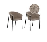 Lot 2 Chaises de Salle à Manger au Design Moderne en Bouclettes Rembourré Taupe
