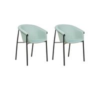 Lot 2 Chaises de Salle à Manger au Design Moderne en Tissu Rembourré Vert Ames