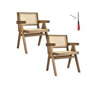 Lot 2 chaises de salle à manger cannage viennois boho chêne clair