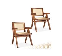 Lot 2 chaises de salle à manger cannage viennois boho chêne foncé