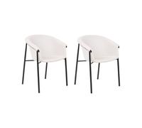 Lot 2 Chaises de Salle à Manger Design Moderne en Tissu Rembourré Beige Ames
