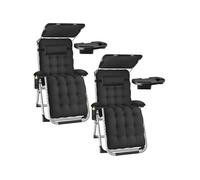 Chaises longues - TECTAKE - Lot de 2 transats CLOUD II pliables avec pare-soleil dossier et repose-pieds réglables - Noir