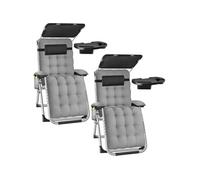 Chaises longues - TECTAKE - Lot de 2 transats CLOUD II pliables avec pare-soleil dossier et repose-pieds réglables - Gris Clair