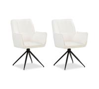 Lot de 2 Chaises Salle à Manger Rembourré Blanc Chenille Pivotantes Homestyle4u