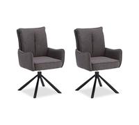 Lot 2 chaises oeuf modernes tissu anthracite