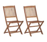 Lot 2 Chaises Pliantes Bois Massif Acacia Finition Huile
