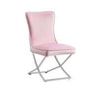 Lot 2 Chaises Salle à Manger Gabrielle Capitonnées Velours Rose Pieds Chrome 59x52x95cm