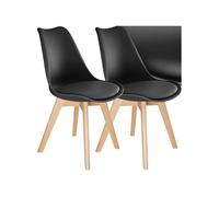 tectake® Lot de 2 Chaises de Salle à Manger Design Scandinave Chaise Confortable Rembourrée avec Pieds en Bois Massif Meuble Salon pour Salon, Coiffeuse, Chambre, Cuisine, Bureau, Cabinet