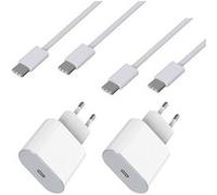 Lot 2 Chargeurs Rapide 20W + 2 Cables USB-C USB-C 1 mètre pour iPad Air 11 2024 / iPad Air 13 2024 / iPad Pro 11 2024 / iPad Pro 13 2024