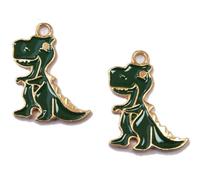 LOT 2 CHARMS/BRELOQUES plaqué doré : dinosaure 23 * 18mm (02)