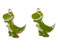 LOT 2 CHARMS/BRELOQUES plaqué doré : dinosaure 29 * 19mm (01)