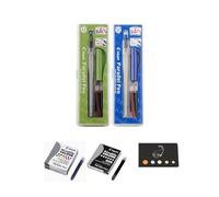 Lot 2 Coffrets Parallel Pen : 3,8 mm + 6,0 mm + 6 Cartouches Noires + 12 Cartouches Couleurs Assorties + 1 Index Adhesif Blumie (Vert + Bleu)