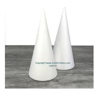 Lot 2 Cônes en polystyrène Hauteur 40 cm, Présentoir à macarons, Diamètre de base 18 cm, Styro blanc - Unique