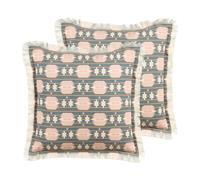 Lot 2 Coussins Modernes Imprimé avec Franges et Motif Géométrique 60 x 60 cm Mul