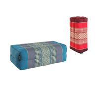 Lot 2 coussins yoga rouge turquoise
