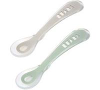 Lot 2 cuillères 2ème âge silicone avec boite de transport Vert sauge/Gris velours VELVET G/S GREE G