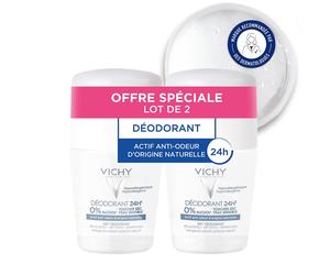 LOT*2 Déodorant 24H actif anti-odeur d'origine naturelle toucher sec - Roll-on Rouleau 2x50 ml