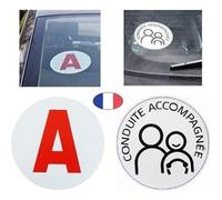 Lot 2 Disques = 1 disque CA conduite accompagnée + 1 disque A jeune conducteur - Electrostatique - Fabriqué en France