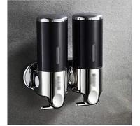 Lot 2 distributeurs savon muraux 500ml double tête gel/shampoing noir
