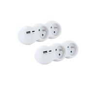 Lot 2 domino CHACON - 47002 - 2x16A avec USB-A +USB-C - Blanc (FR) Blanc G