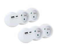 Lot 2 domino - 47002 - 2x16A avec USB-A +USB-C - Blanc (FR)