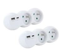 Lot 2 domino CHACON - 47002 - 2x16A avec USB-A +USB-C - Blanc (FR) Blanc G