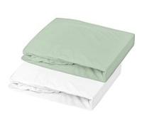Lot 2 drap housse - Jersey - 70 x 140 cm - Blanc / Vert gris G