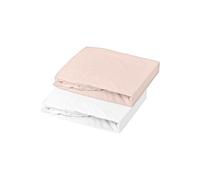 Domiva Lot 2 draps housse uni en jersey Oeko-Tex® Blanc/Nude 70 x 140 cm
