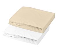 Domiva Lot de 2 draps housses en jersey Oeko-Tex® Blanc/Beige 60 x 120 cm