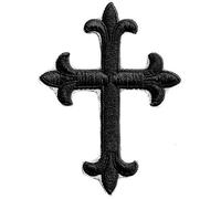 lot 2 ecusson chevalier templier crucifix croix catholique fleur lys bouclier 8x6 cm chretien biker goth gothique