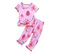 Lot 2 Ensembles de Pyjama Fille et Ado Ensemble Manches Longues Mignon Costume Vêtement Nuit Enfant en Bas Ge Deux PièCes Coffret d'hiver pour Enfants ou