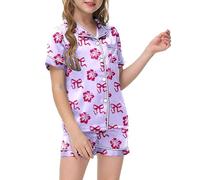 Lot 2 Ensembles de Pyjama Fille et Ado Ensemble Manches Longues Simple Doux Surpyjama Haut Top Pantalon en Coton Coffret Nuit d'hiver pour Enfants Enfant ou